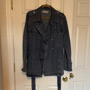 Double-Breasted Denim Trench Jacket
